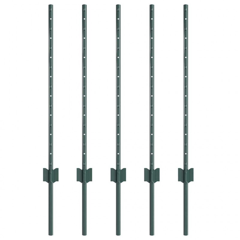 Słupek ogrodzeniowy. 5 pcs Zielony 120 cm Stal