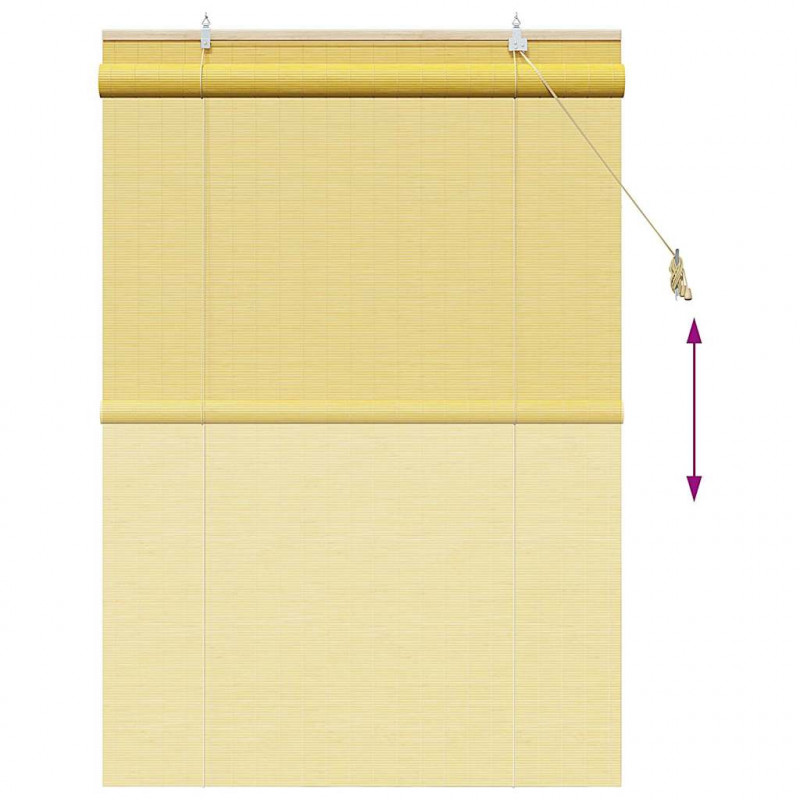 Roleta z zasłonami Żółty 100 x 160 cm Bambus