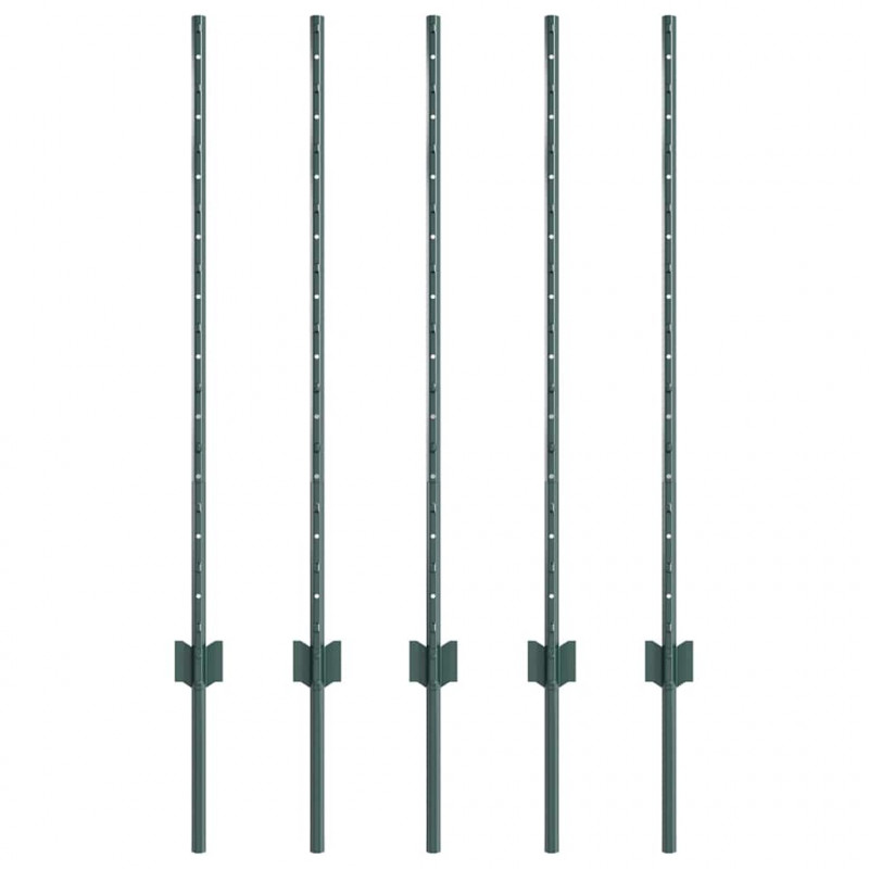 Słupek ogrodzeniowy. 5 pcs Zielony 140 cm Stal