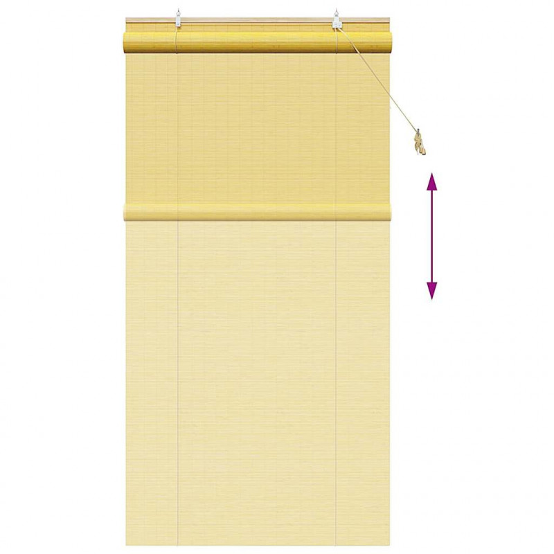 Roleta z zasłonami Żółty 100 x 220 cm Bambus