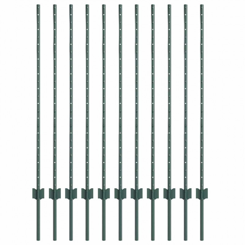 Słupek ogrodzeniowy. 11 pcs Zielony 120 cm Stal