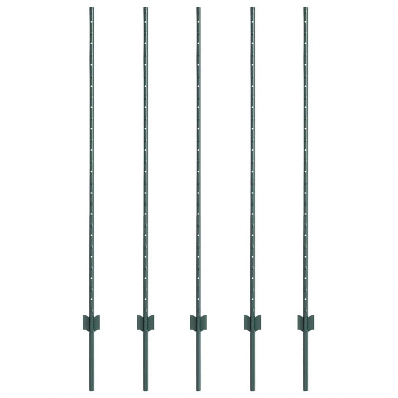 Słupek ogrodzeniowy. 5 pcs Zielony 140 cm Stal