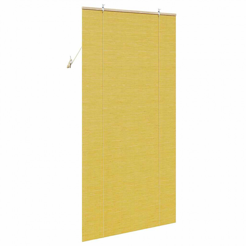 Roleta z zasłonami Żółty 110 x 220 cm Bambus