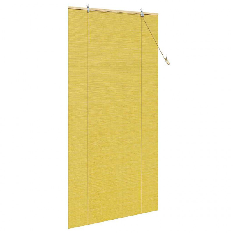 Roleta z zasłonami Żółty 120 x 220 cm Bambus