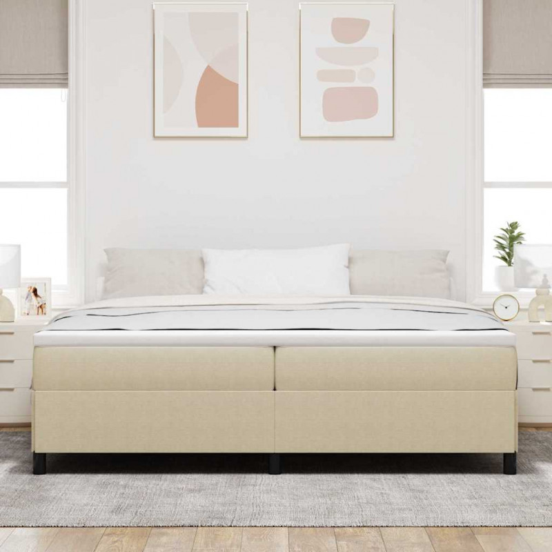 Łóżko sprężynowe Szary zielony 200 x 200 cm Tkanina sztruksowa