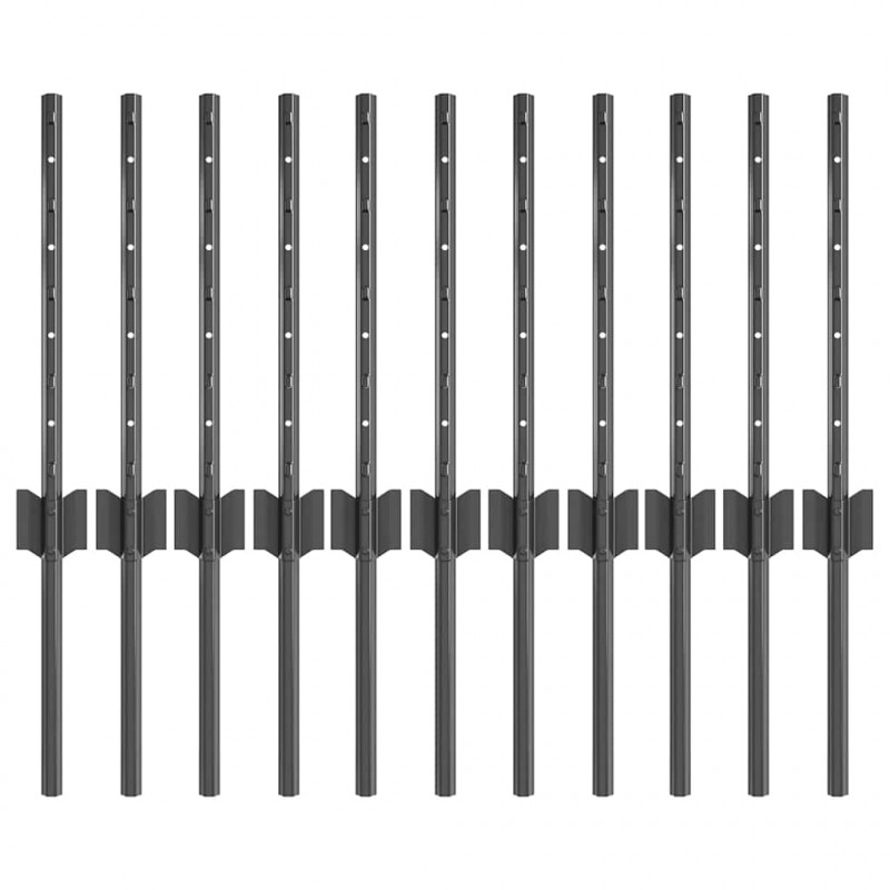 Słupek ogrodzeniowy. 11 pcs Szary 40 cm Stal