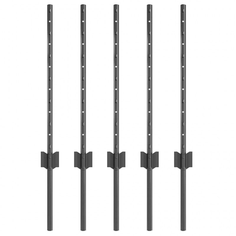 Słupek ogrodzeniowy. 5 pcs Szary 60 cm Stal