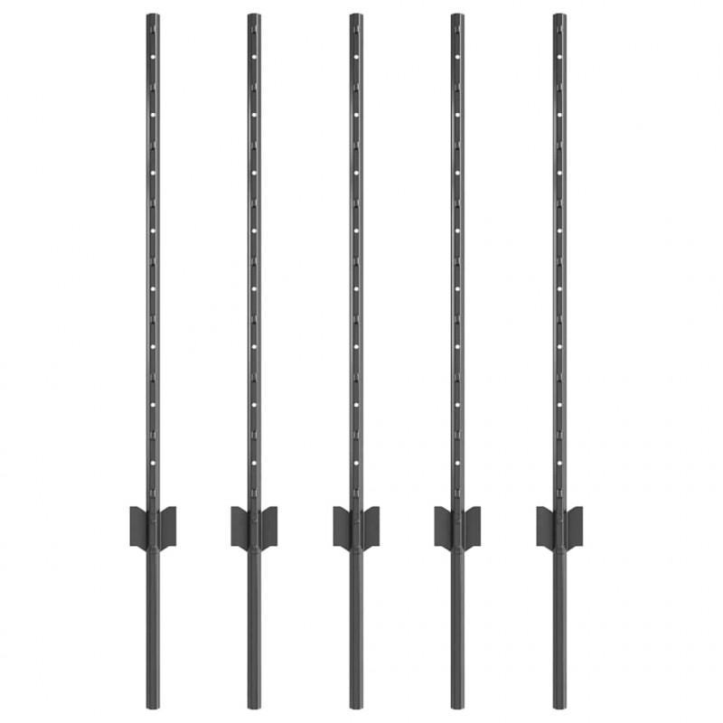 Słupek ogrodzeniowy. 5 pcs Szary 80 cm Stal