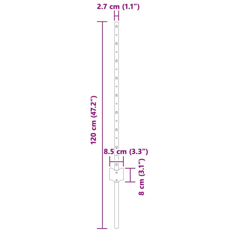 Słupek ogrodzeniowy. 5 pcs Szary 80 cm Stal