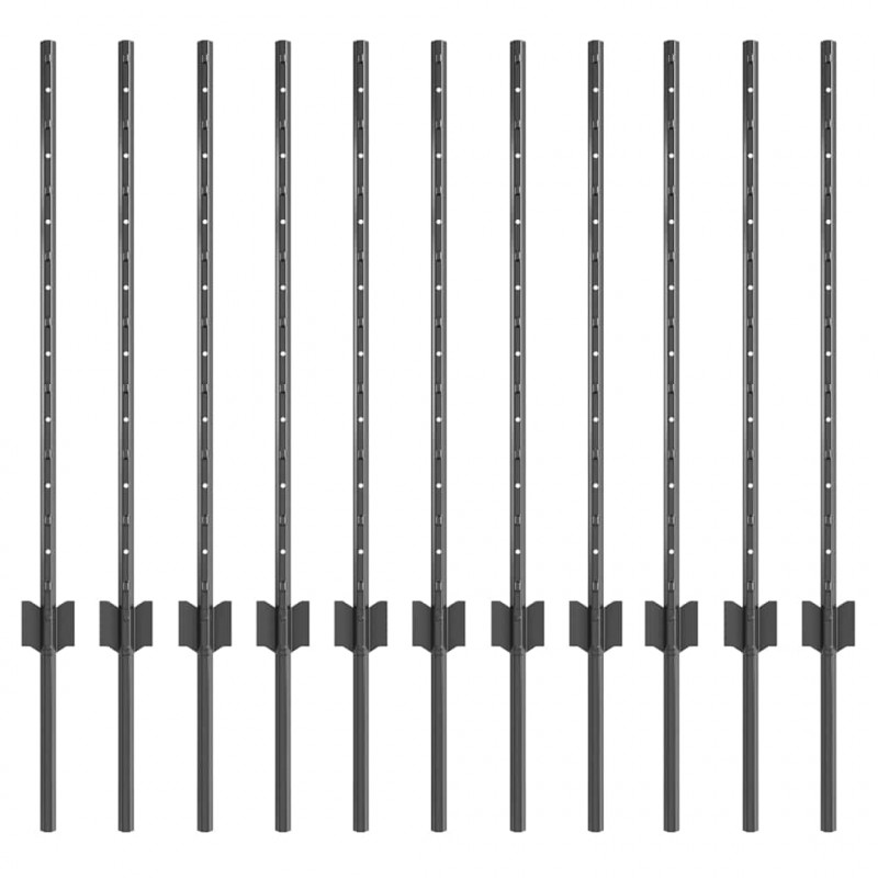 Słupek ogrodzeniowy. 11 pcs Szary 80 cm Stal