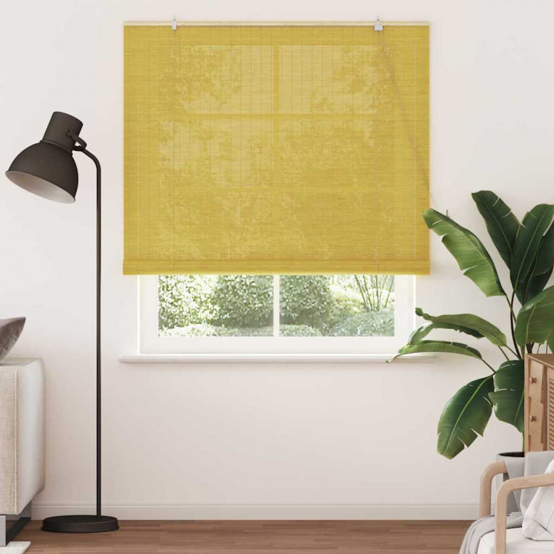 Roleta z zasłonami Żółty 140 x 220 cm Bambus