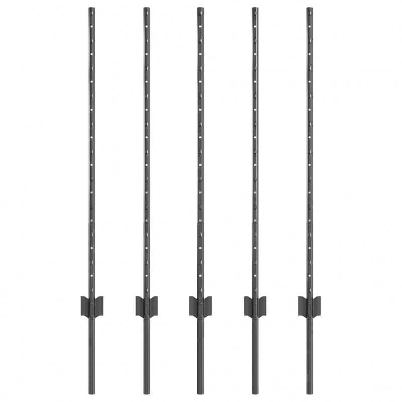 Słupek ogrodzeniowy. 5 pcs Szary 100 cm Stal