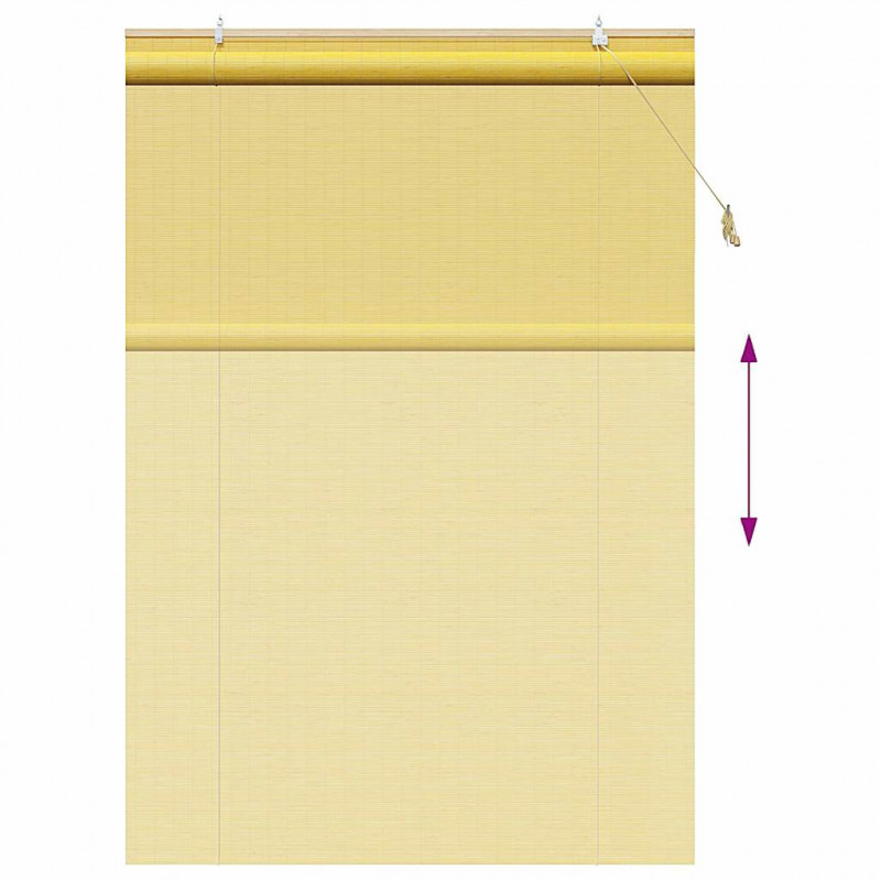 Roleta z zasłonami Żółty 140 x 220 cm Bambus