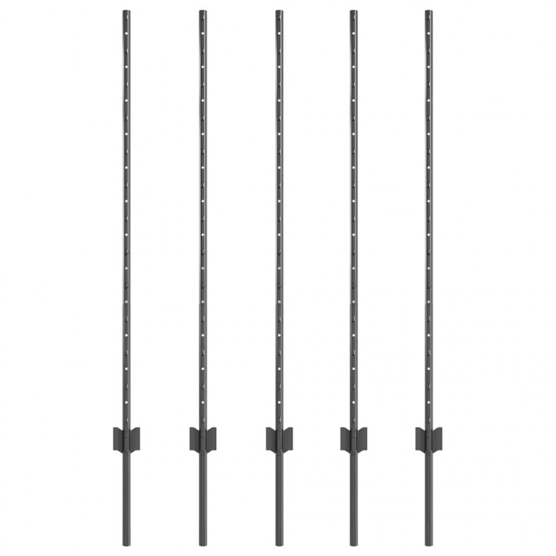 Słupek ogrodzeniowy. 5 pcs Szary 120 cm Stal