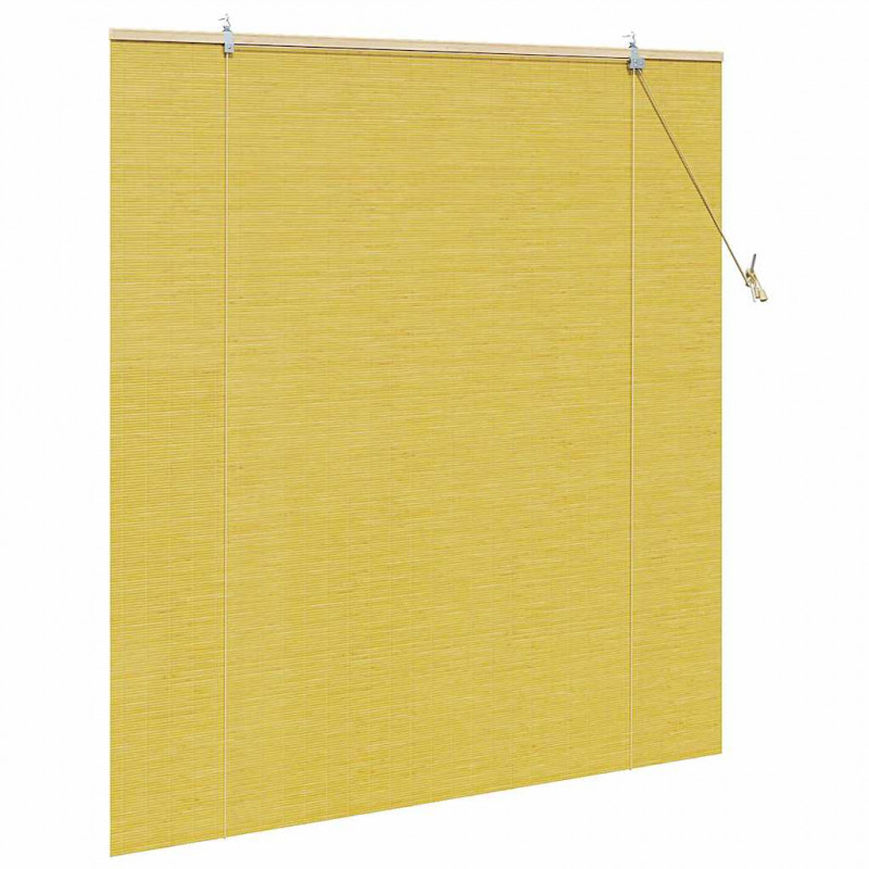 Roleta z zasłonami Żółty 150 x 160 cm Bambus