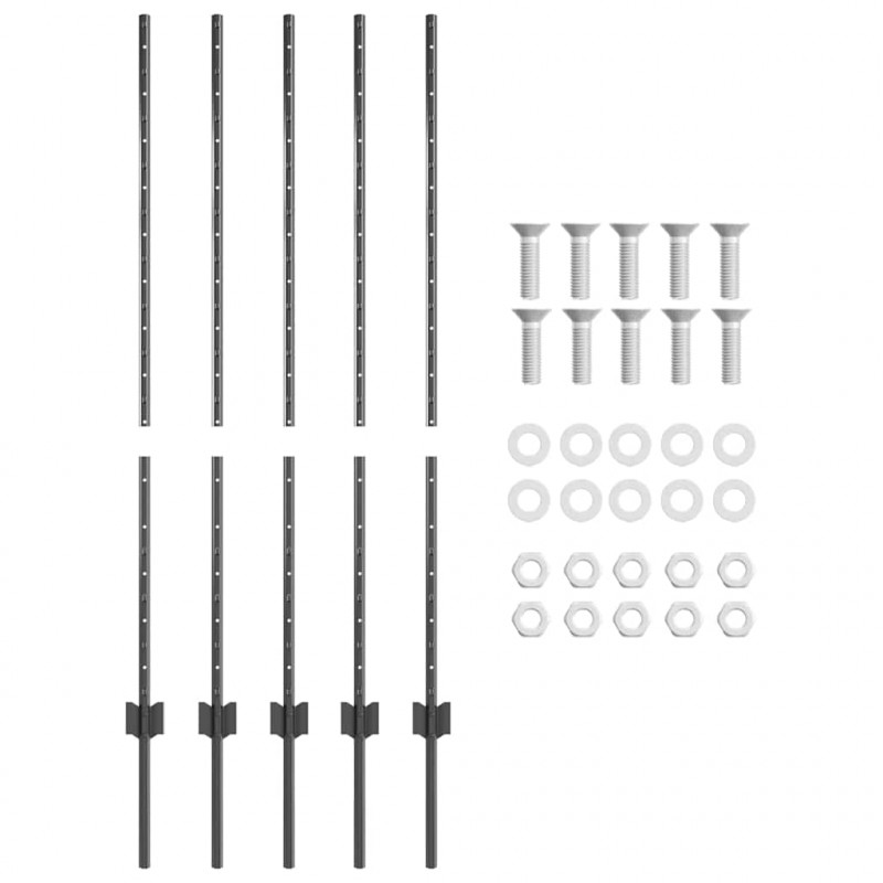 Słupek ogrodzeniowy. 5 pcs Szary 120 cm Stal