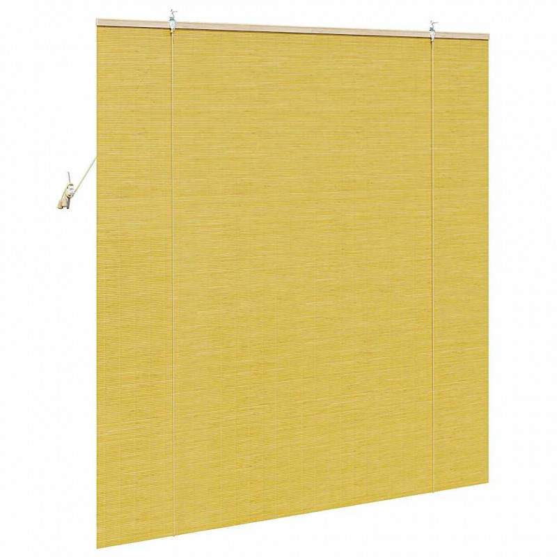 Roleta z zasłonami Żółty 150 x 160 cm Bambus