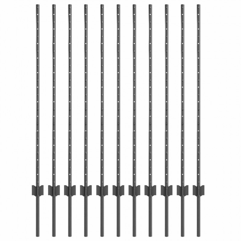 Słupek ogrodzeniowy. 11 pcs Szary 120 cm Stal