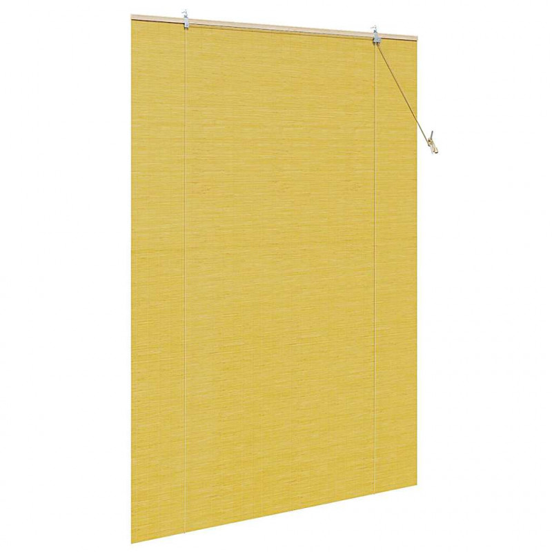 Roleta z zasłonami Żółty 150 x 220 cm Bambus