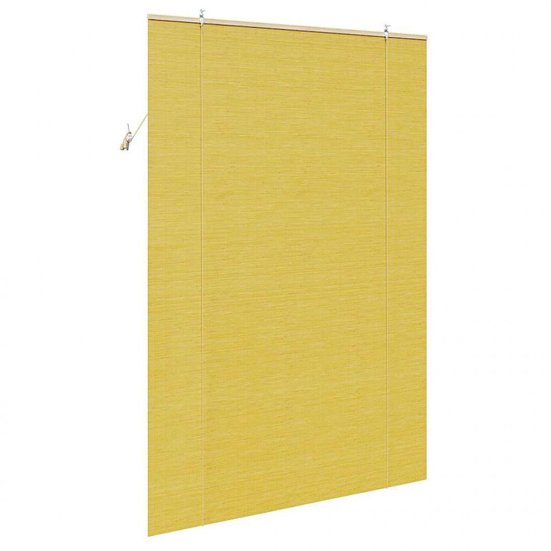 Roleta z zasłonami Żółty 150 x 220 cm Bambus