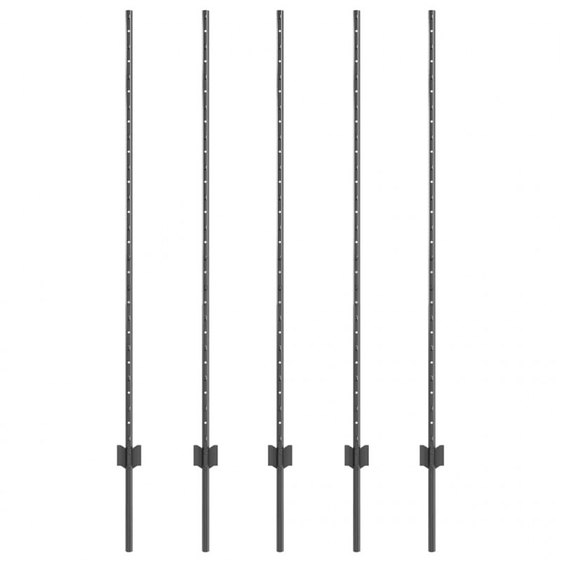 Słupek ogrodzeniowy. 5 pcs Szary 140 cm Stal