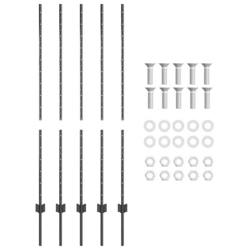 Słupek ogrodzeniowy. 5 pcs Szary 140 cm Stal