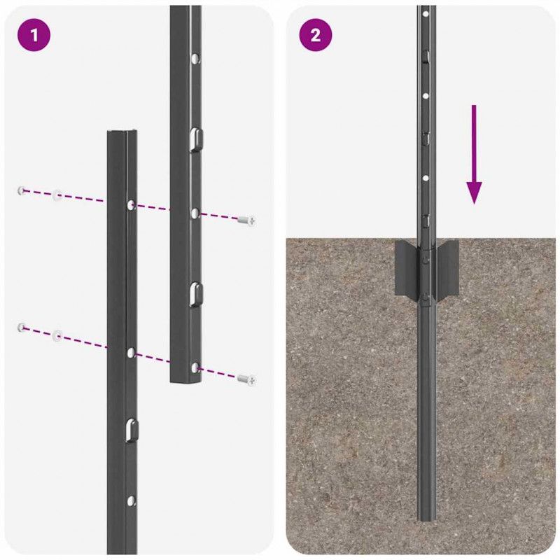 Słupek ogrodzeniowy. 5 pcs Szary 140 cm Stal