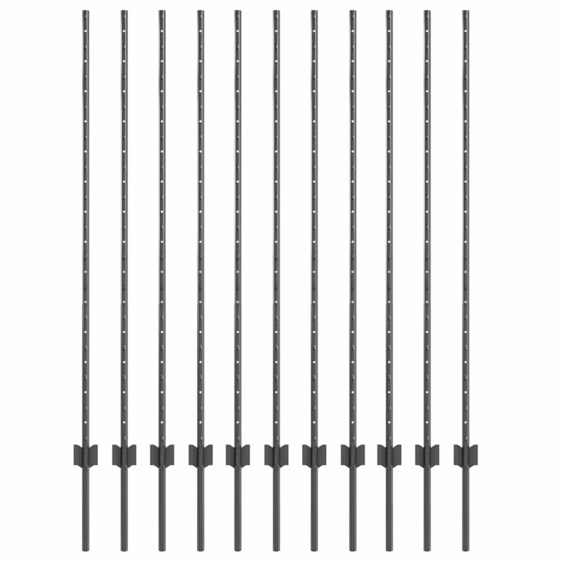 Słupek ogrodzeniowy. 11 pcs Szary 140 cm Stal