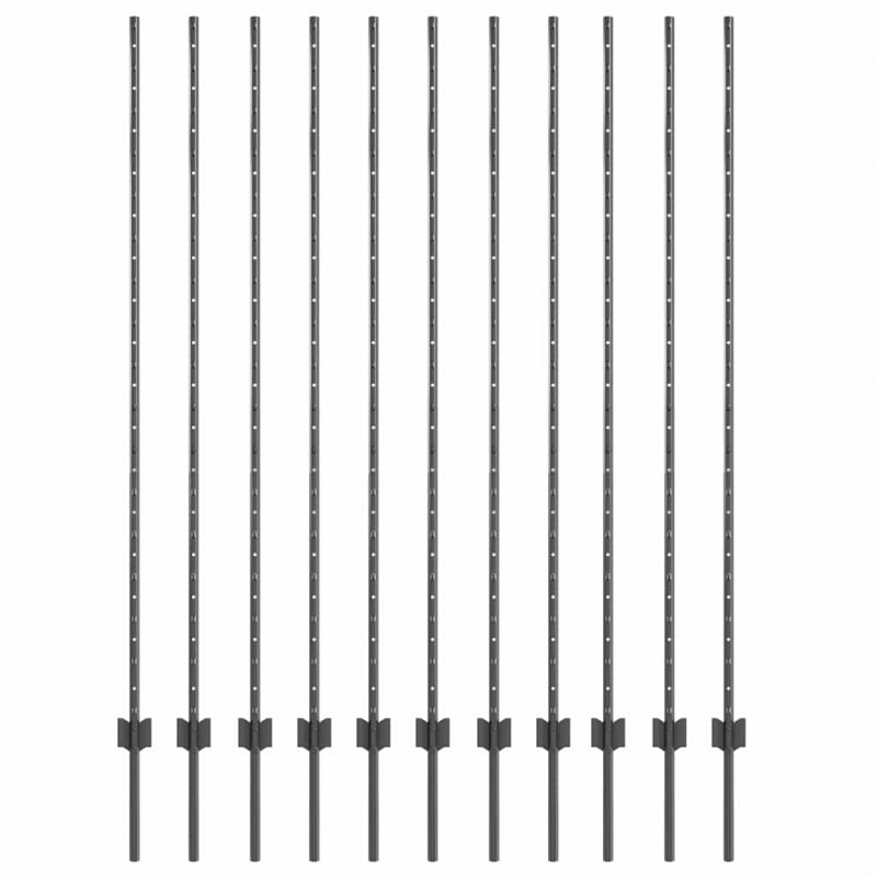 Słupek ogrodzeniowy. 11 pcs Szary 150 cm Stal