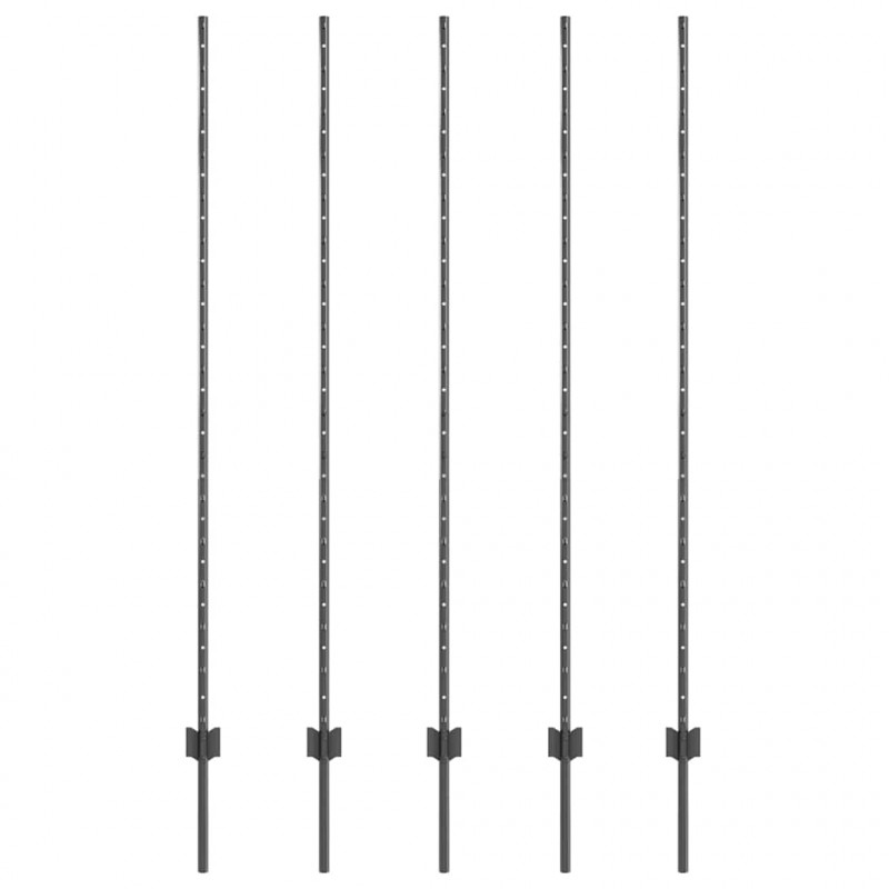 Słupek ogrodzeniowy. 5 pcs Szary 160 cm Stal