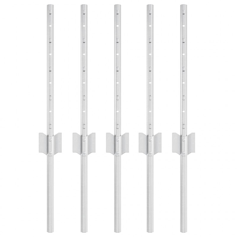 Słupek ogrodzeniowy. 5 pcs Srebrny 40 cm Stal