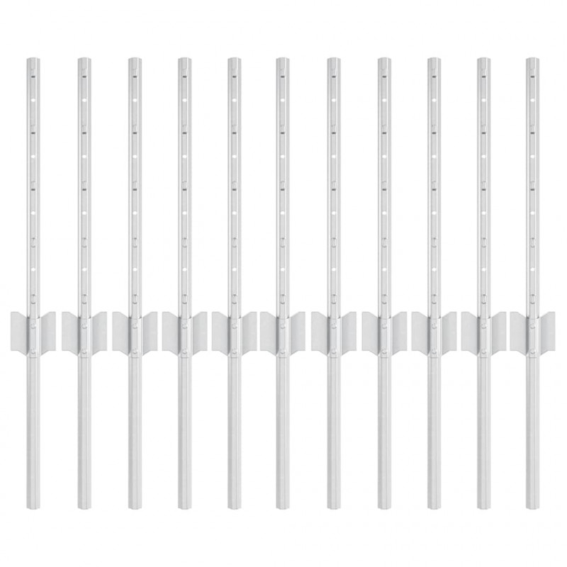 Słupek ogrodzeniowy. 11 pcs Srebrny 40 cm Stal