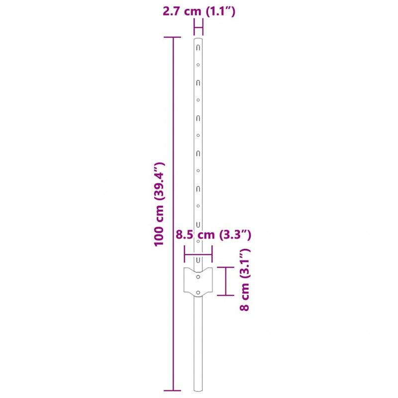 Słupek ogrodzeniowy. 5 pcs Srebrny 60 cm Stal