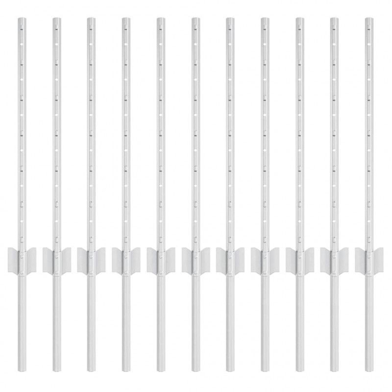 Słupek ogrodzeniowy. 11 pcs Srebrny 60 cm Stal