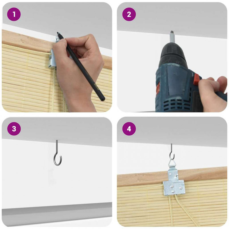 Roleta z zasłonami natura 80 x 220 cm Bambus