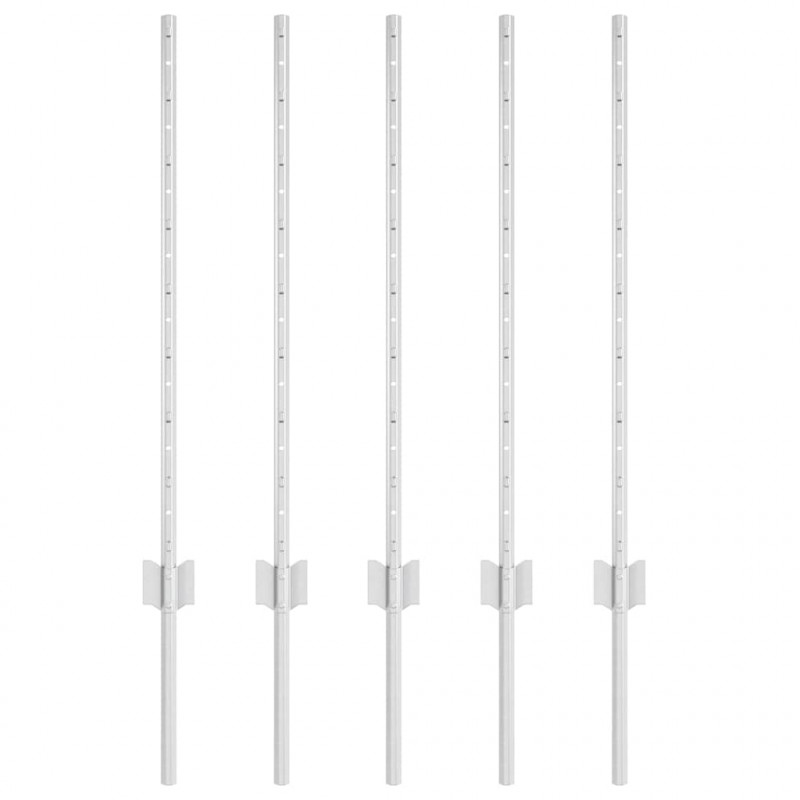 Słupek ogrodzeniowy. 5 pcs Srebrny 80 cm Stal