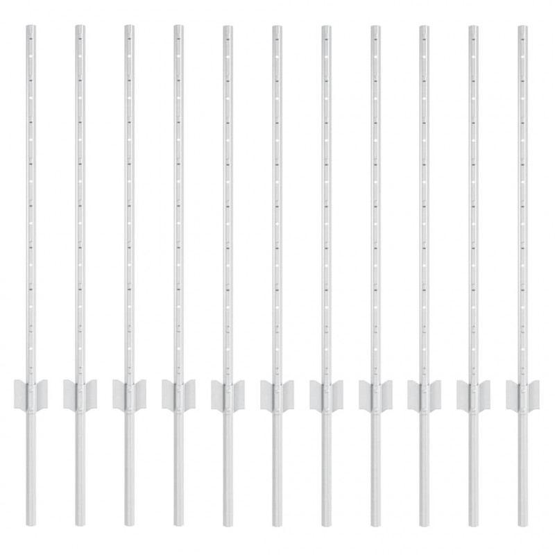 Słupek ogrodzeniowy. 11 pcs Srebrny 80 cm Stal