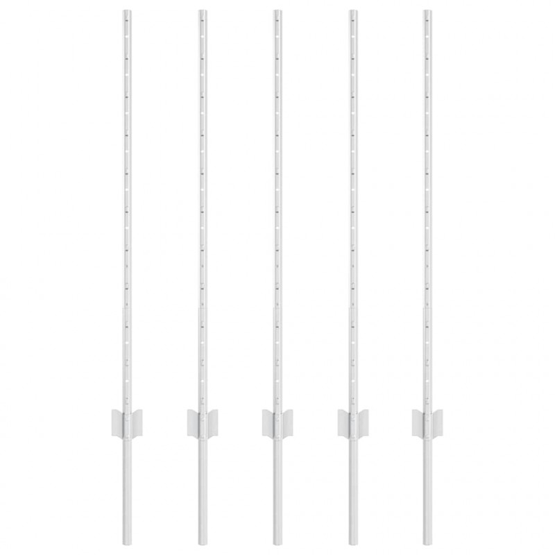 Słupek ogrodzeniowy. 5 pcs Srebrny 100 cm Stal