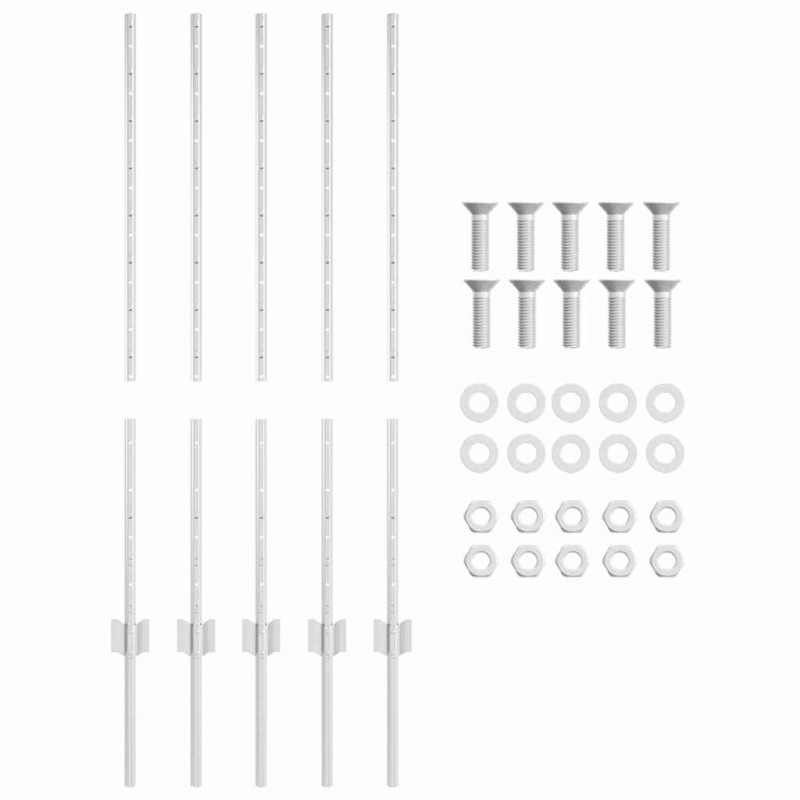 Słupek ogrodzeniowy. 5 pcs Srebrny 100 cm Stal