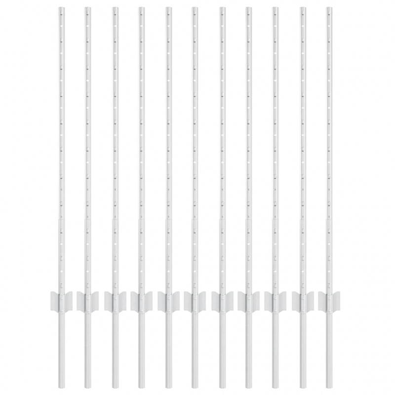 Słupek ogrodzeniowy. 11 pcs Srebrny 100 cm Stal