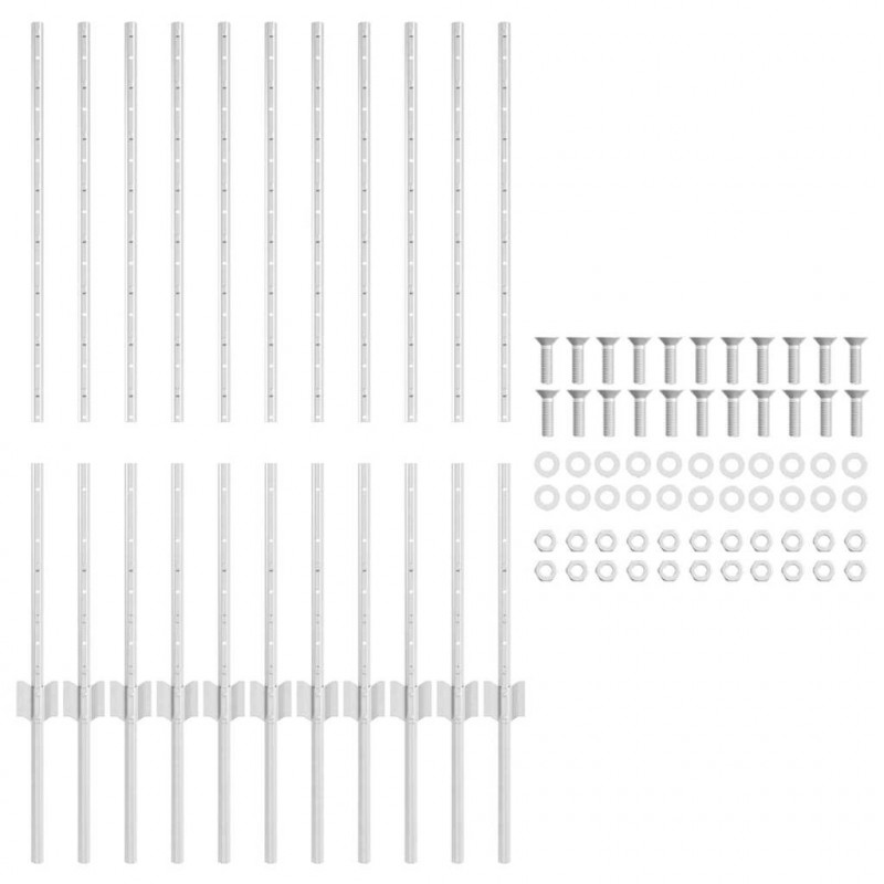 Słupek ogrodzeniowy. 11 pcs Srebrny 100 cm Stal