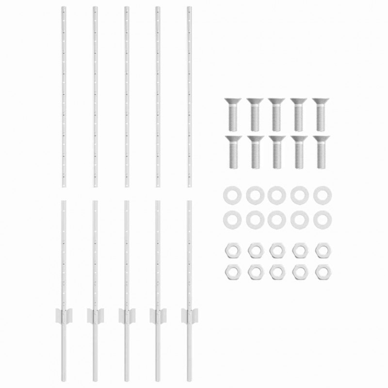 Słupek ogrodzeniowy. 5 pcs Srebrny 120 cm Stal