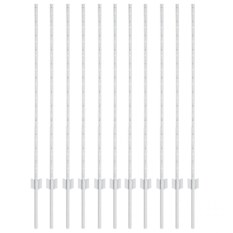 Słupek ogrodzeniowy. 11 pcs Srebrny 120 cm Stal