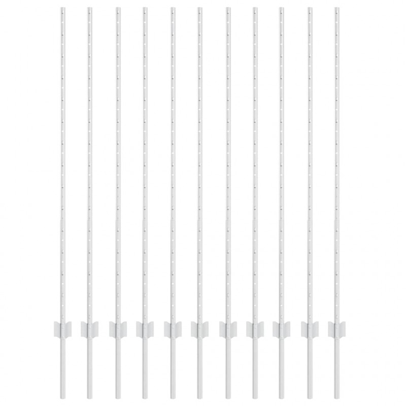 Słupek ogrodzeniowy. 11 pcs Srebrny 140 cm Stal
