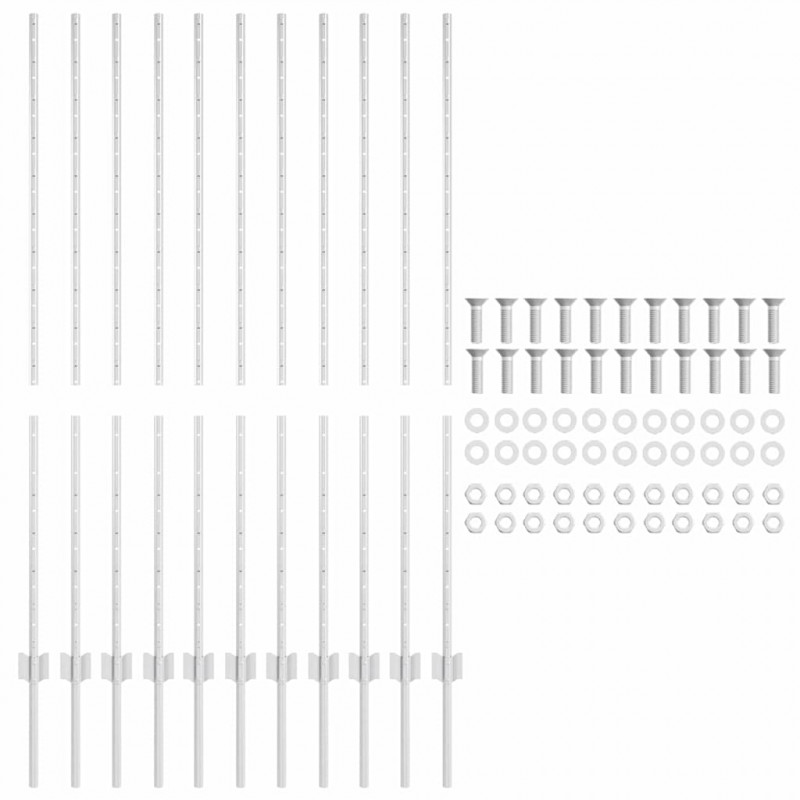 Słupek ogrodzeniowy. 11 pcs Srebrny 140 cm Stal