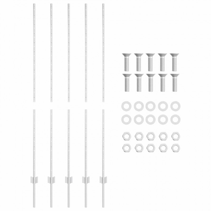Słupek ogrodzeniowy. 5 pcs Srebrny 150 cm Stal