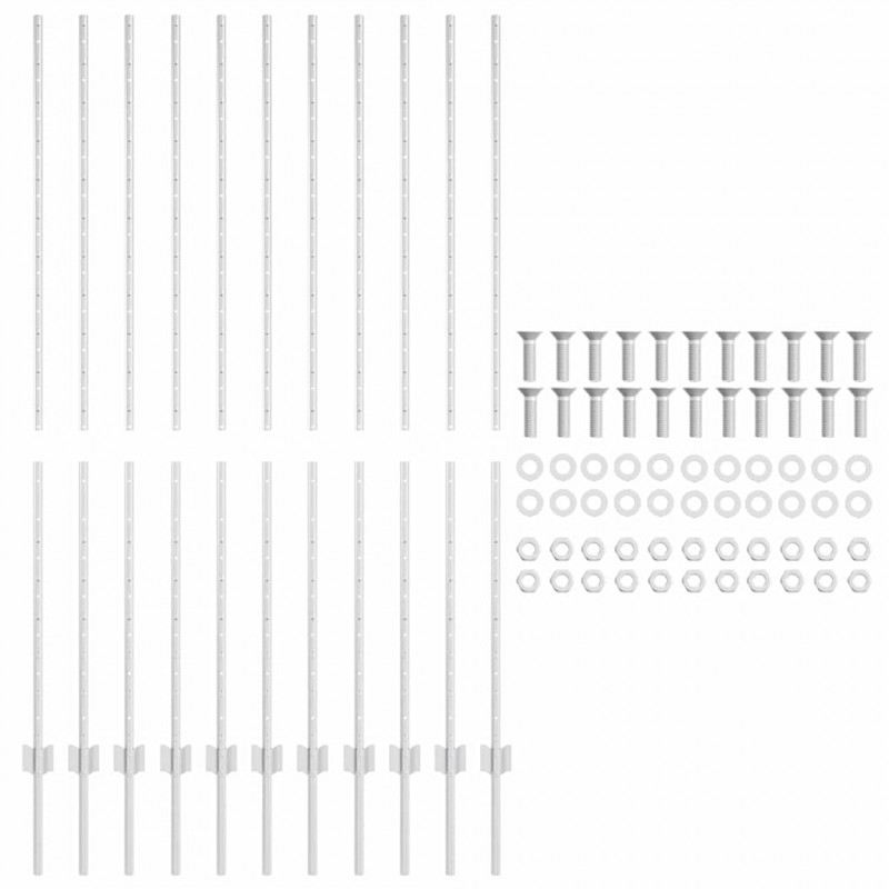 Słupek ogrodzeniowy. 11 pcs Srebrny 150 cm Stal