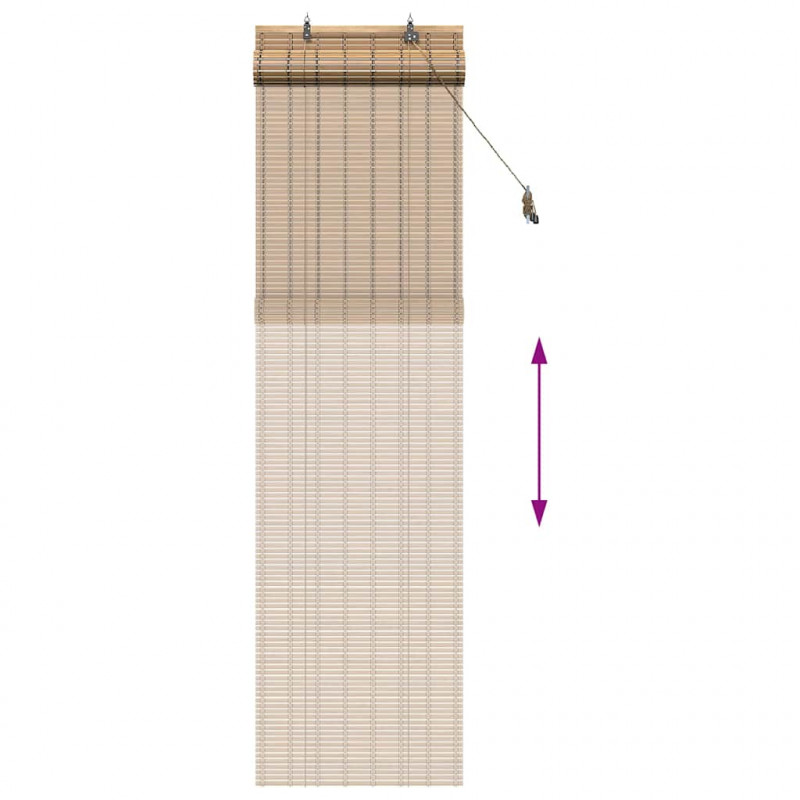 Roleta z zasłonami natura 60 x 220 cm Bambus