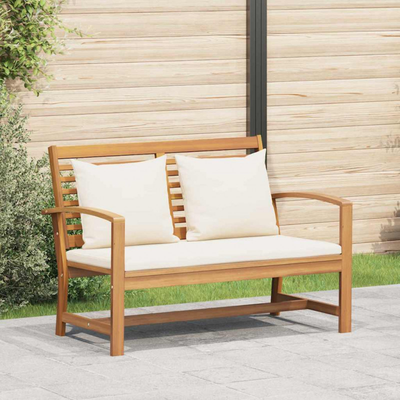 ławka Brązowy i Kremowy 110 x 66 x 76 cm Lite drewno teakowe