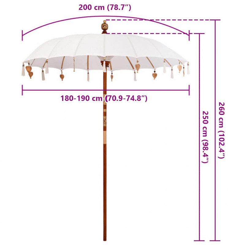 Baliński Parasol Kremowy 190 x 190 x 260 cm